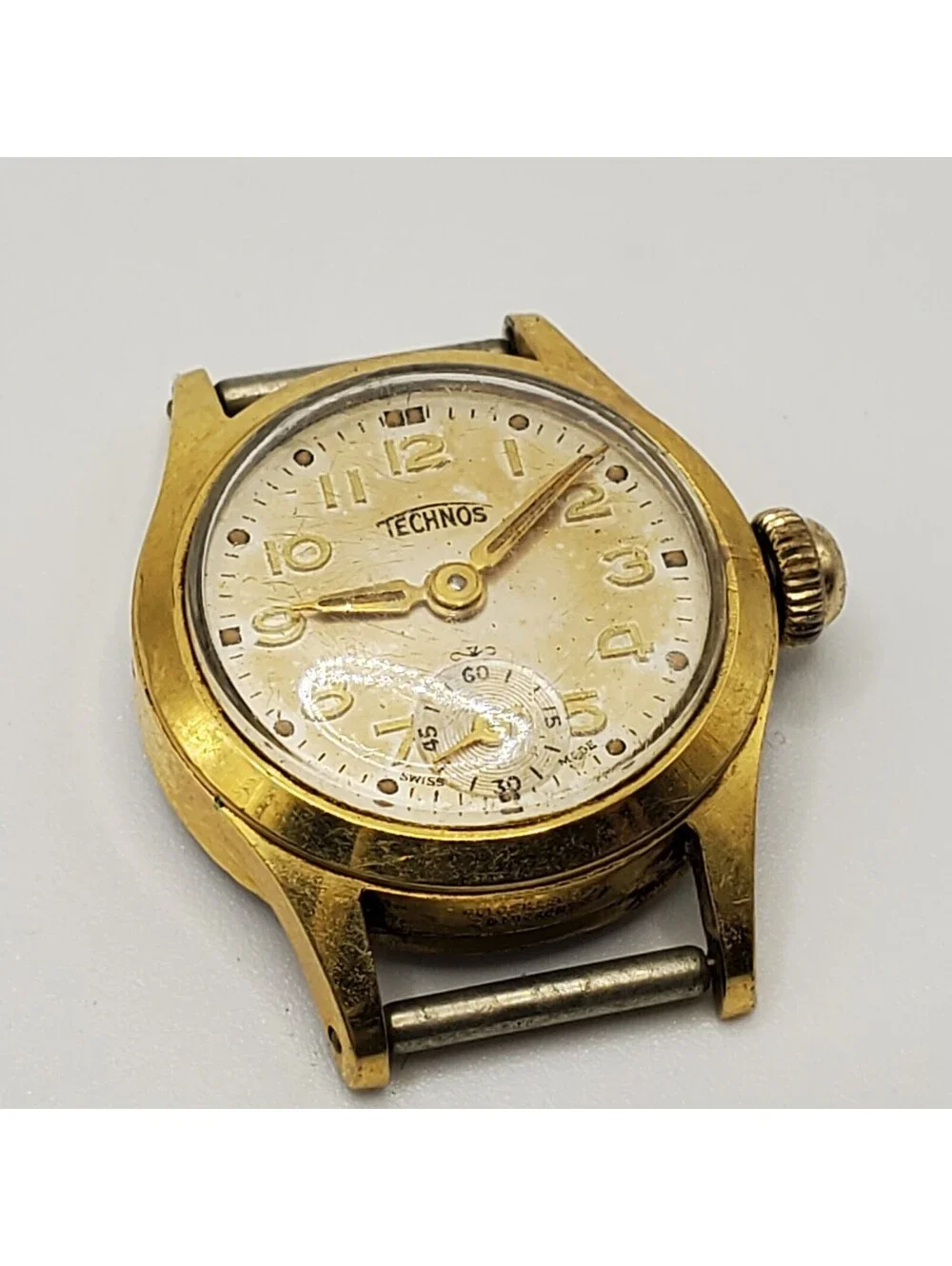 Vintage Technos Gold Filled 20 Microns Sub Dial Mechanical Watch Women Running